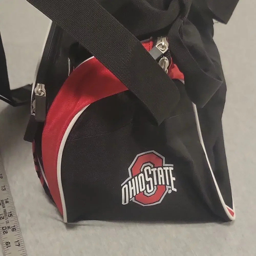 Ohio State Buckeyes Duffel Gym Bag w/ Shoulder Strap - Black Red White
